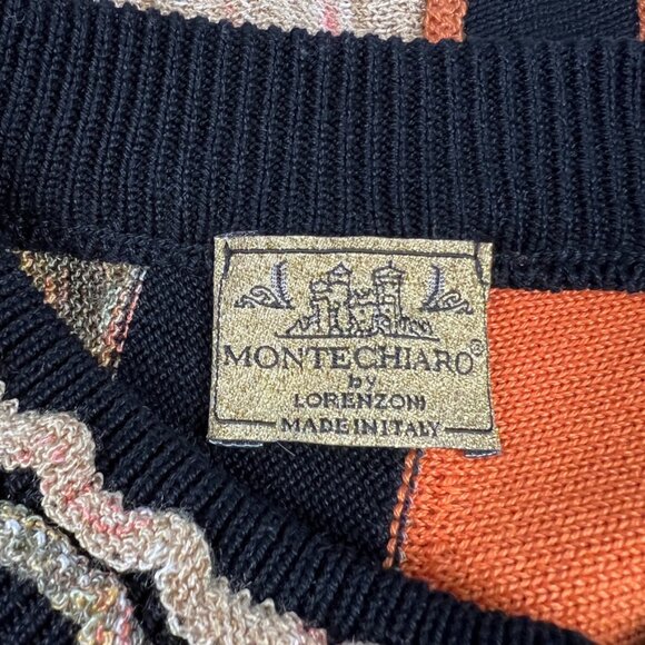VTG Montechiaro Sweater Mens L Large 3D Knit Orange Textured Abstract Biggie 90s - Picture 9 of 11